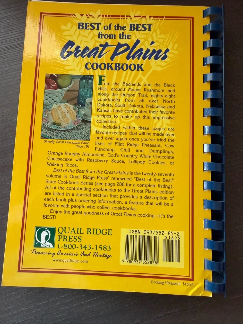 Great Plains Regional Cookbook ND SD NE KS 1999
